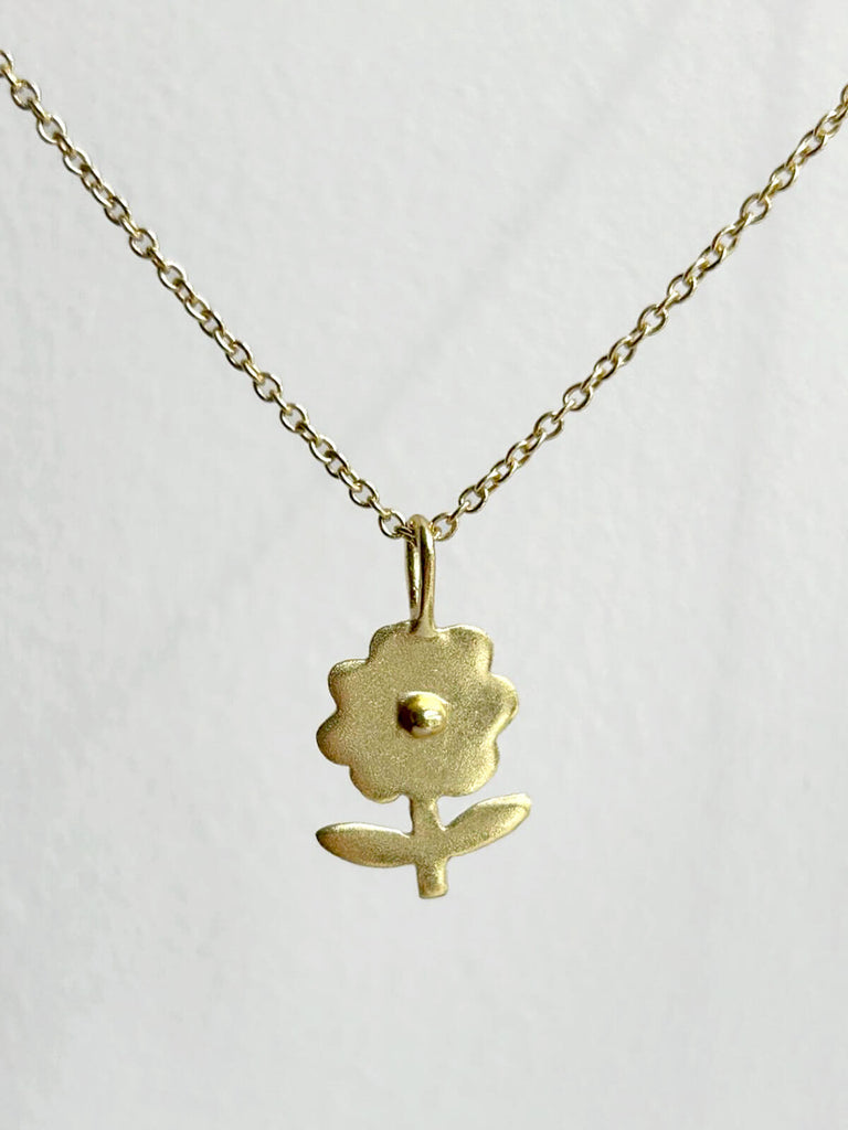 Small Gold Daisy Necklace on fine gold chain by Bohemia Design