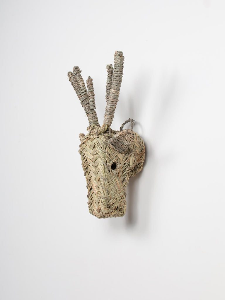 Handmade mini woven animal head, stag by Bohemia Design