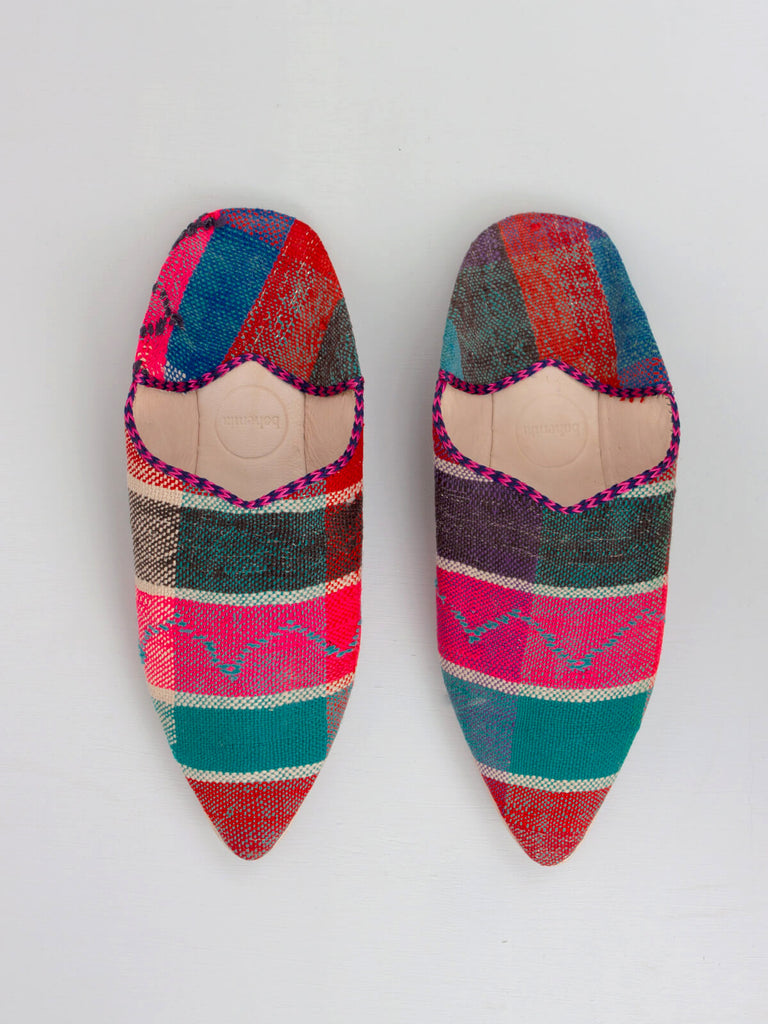 A pair of handmade Moroccan Boujad Pointed Babouche Slippers, Marrakech by Bohemia Design