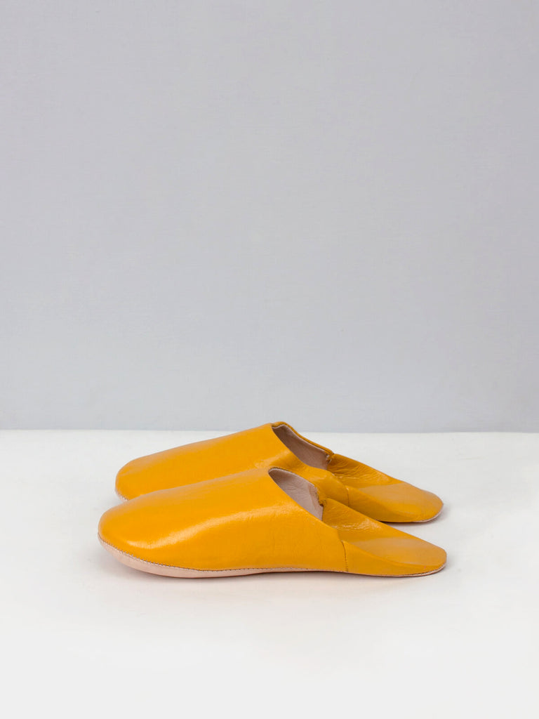 Moroccan Babouche Basic Slippers, Mustard - Bohemia Design