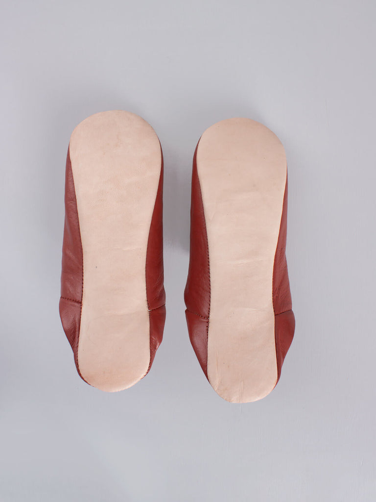 Moroccan Mens Babouche Slippers, Terracotta - Bohemia Design