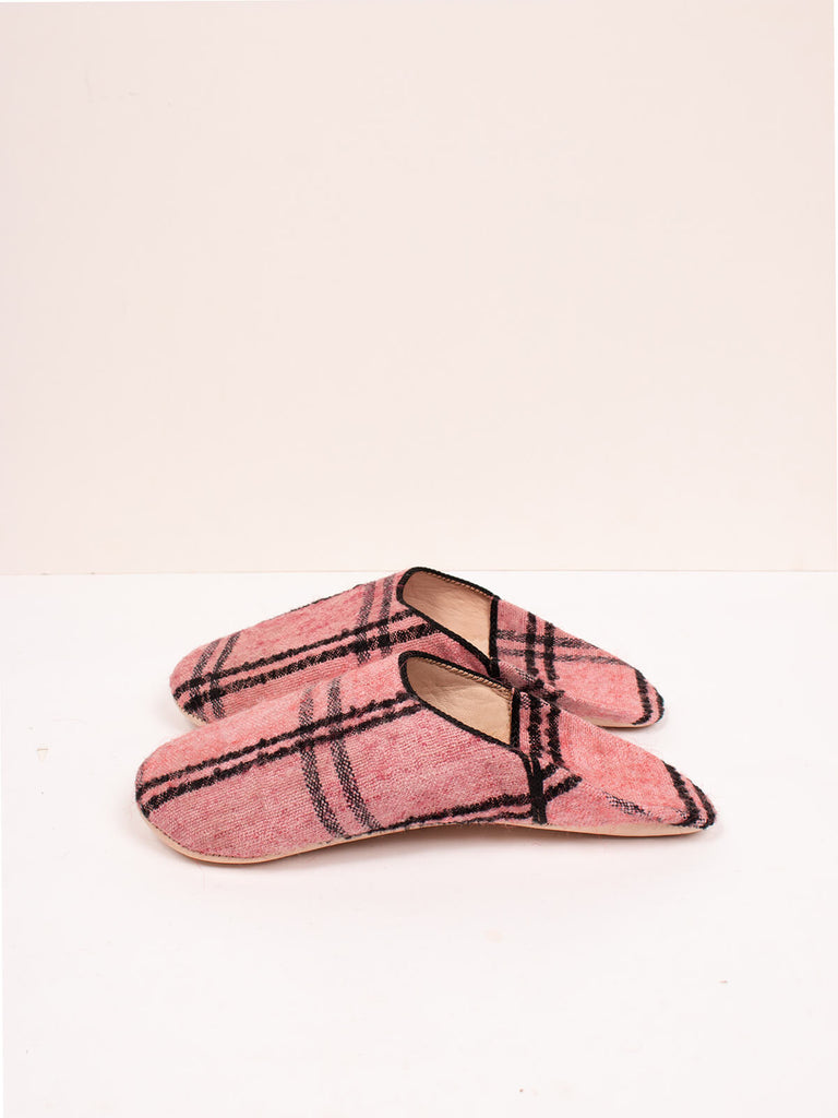 Bohemia Design Moroccan Babouche Boujad Slippers in vintage rose check pattern