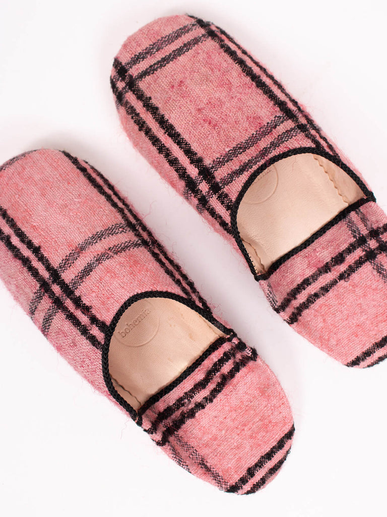 Bohemia Design Moroccan Babouche Boujad Slippers in vintage rose check pattern