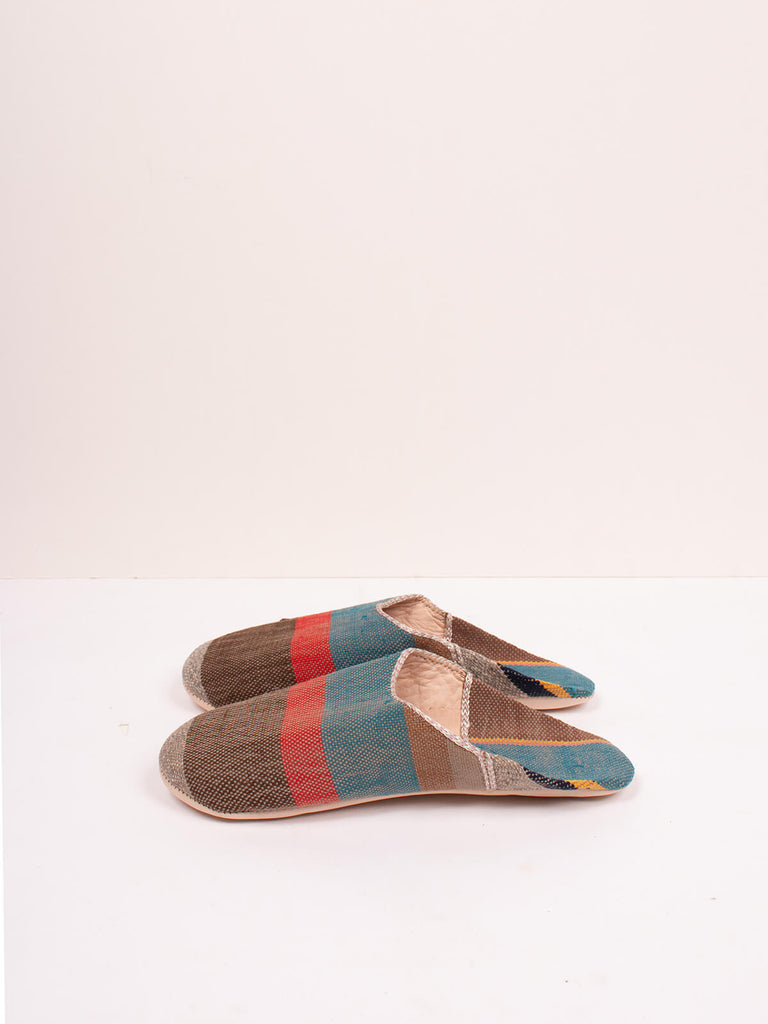 Bohemia design boujad babouche slippers in camel stripe pattern