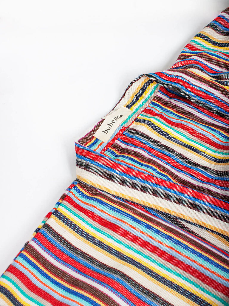 Bohemia design handwoven cotton jacket in rainbow stripe