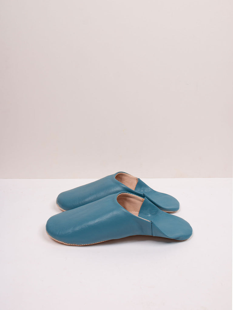 Bohemia Design Mens Moroccan babouche slippers in blue grey leather