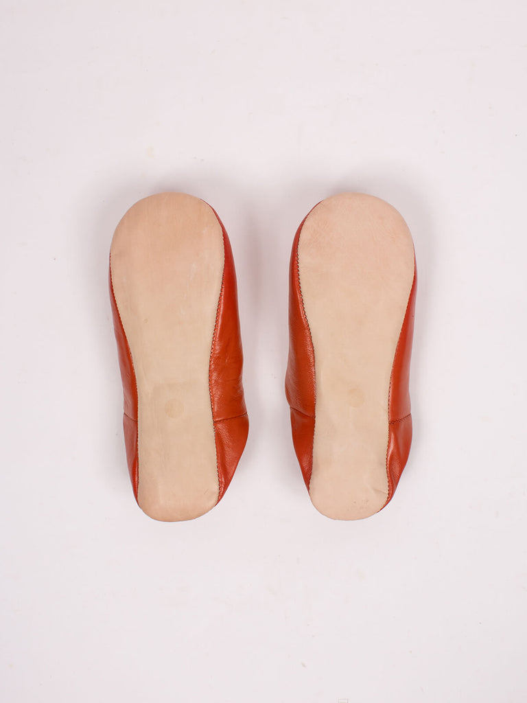 Underside of Bohemia design burnt orange Moroccan babouche slippers