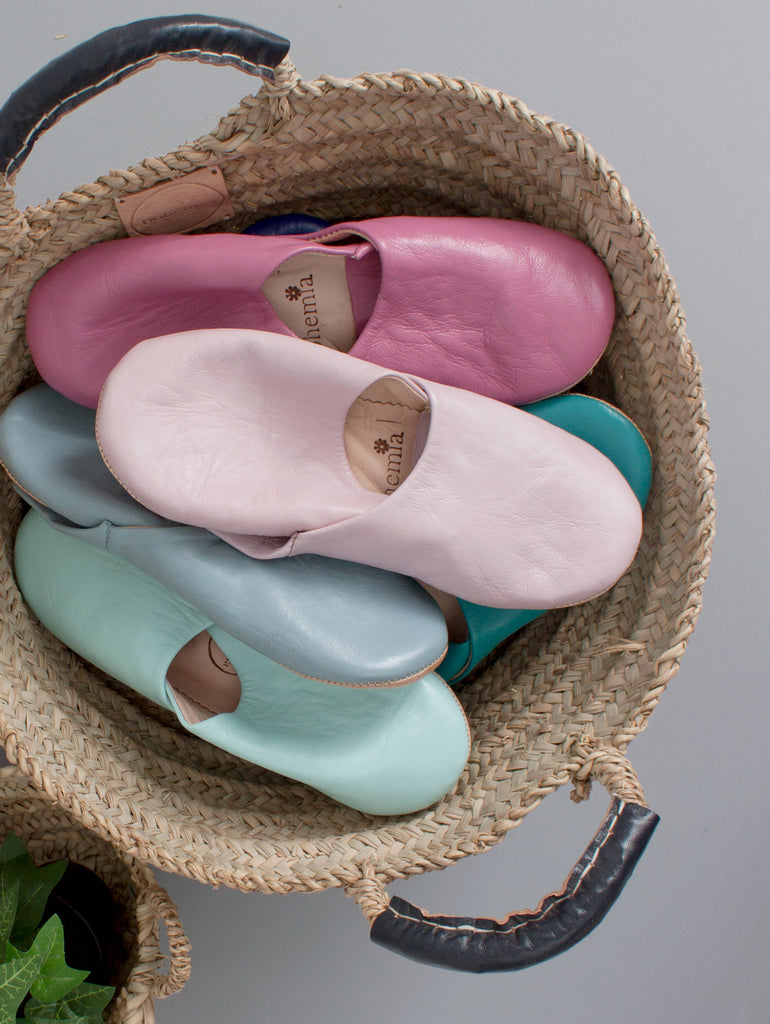 Moroccan Basic Babouche Slippers Slight Seconds, X Small (Assorted Colours) - Bohemia Design