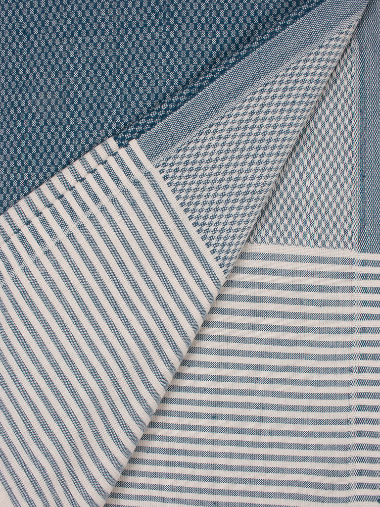 Striped Amalfi Hammam Towel in indigo stripe by Bohemia Design