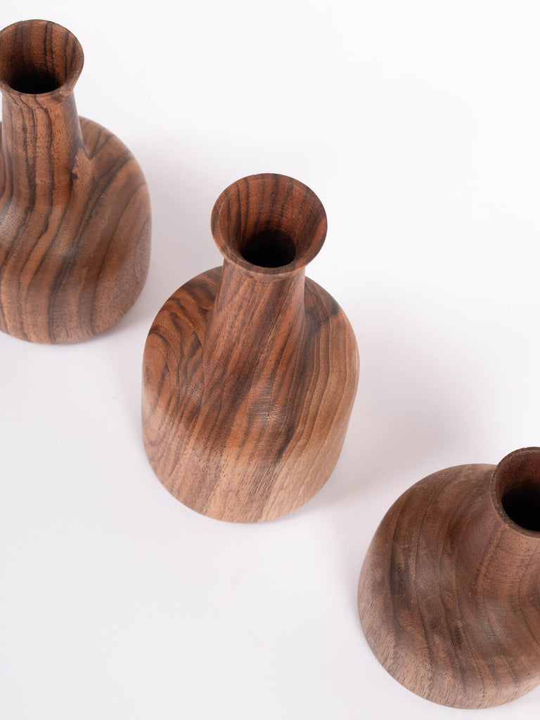 Set of three Mini wooden vases by Bohemia Design