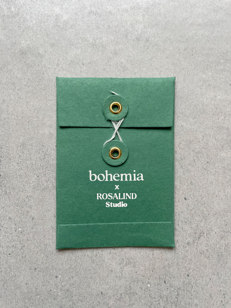 Bloom jewellery cotton paper packaging in striking green