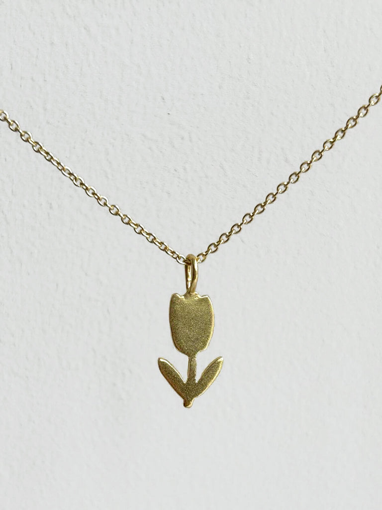 Small 18ct gold plated tulip necklace on a fine gold chain