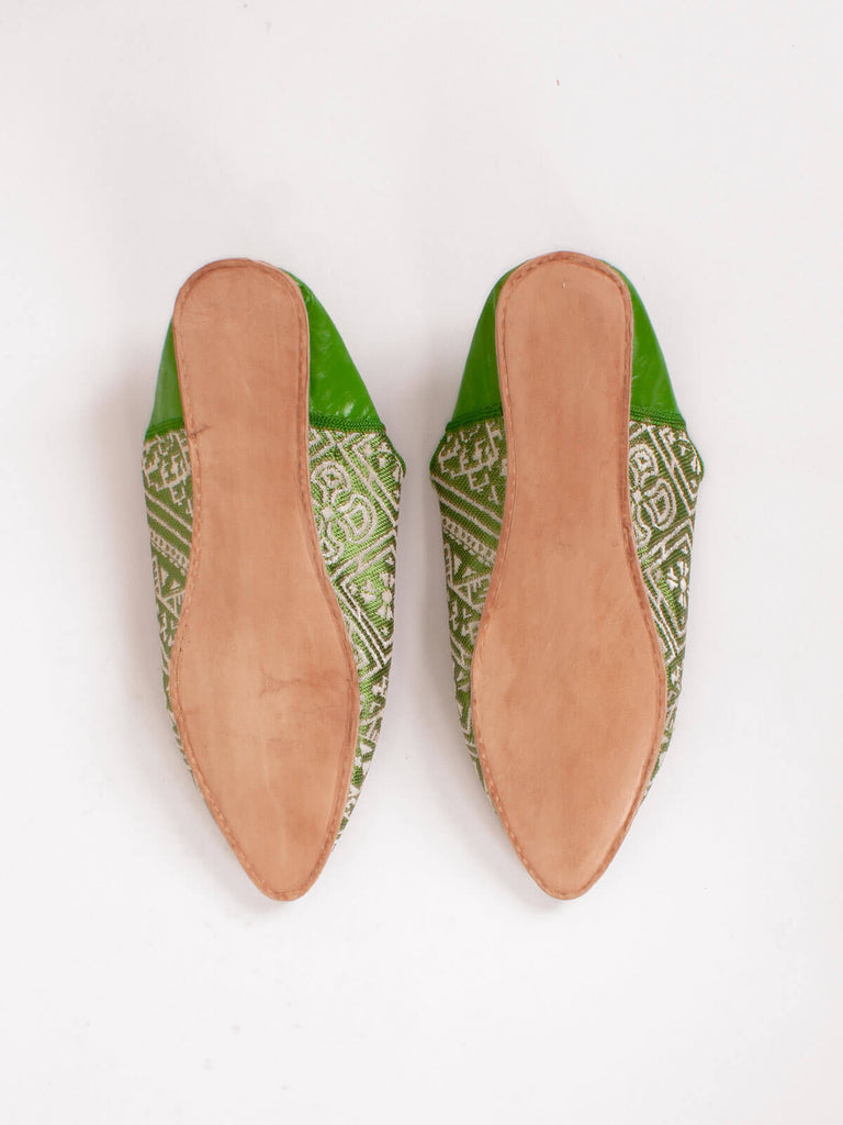Hard leather sole of the Moroccan Jacquard Pointed Babouche Slippers