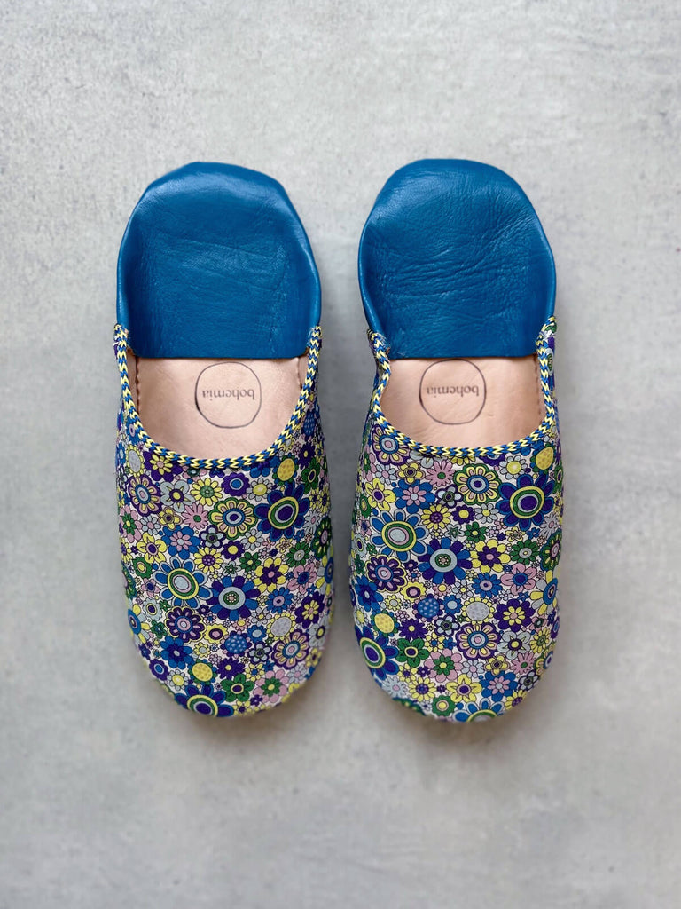 Limited edition floral Liberty print Moroccan babouche slippers, Paradise Petals
