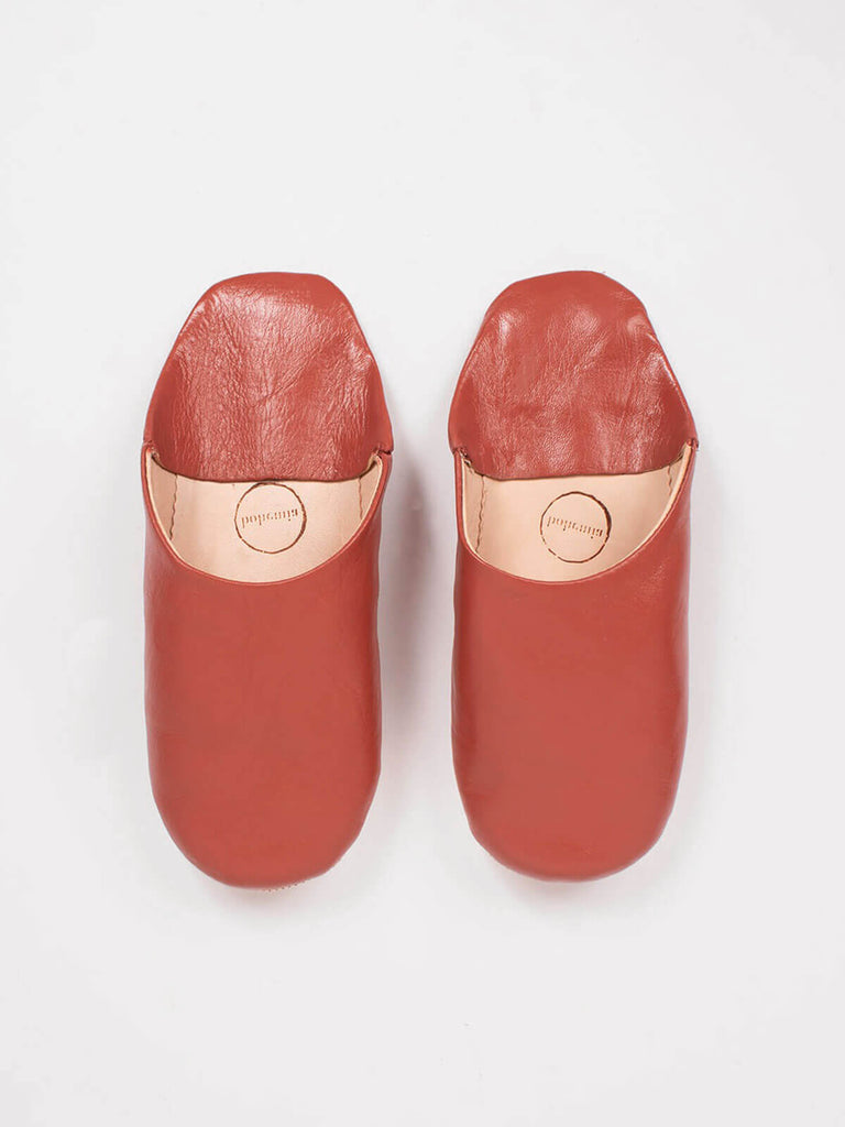 Terracotta Moroccan babouche leather slippers by Bohemia Design