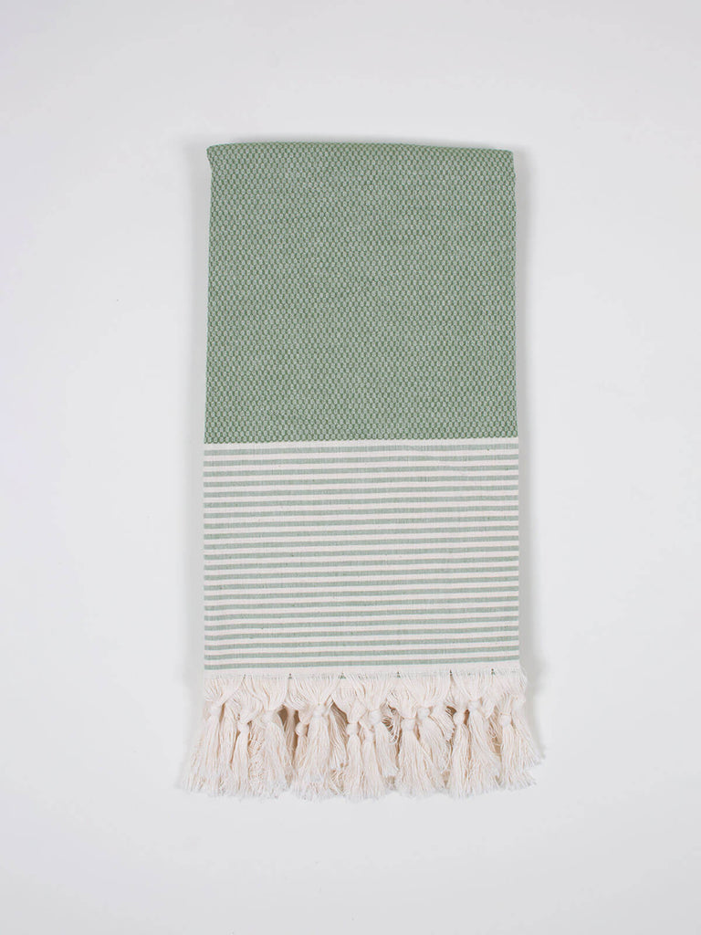 Striped Amalfi Hammam Towel in olive stripe by Bohemia Design