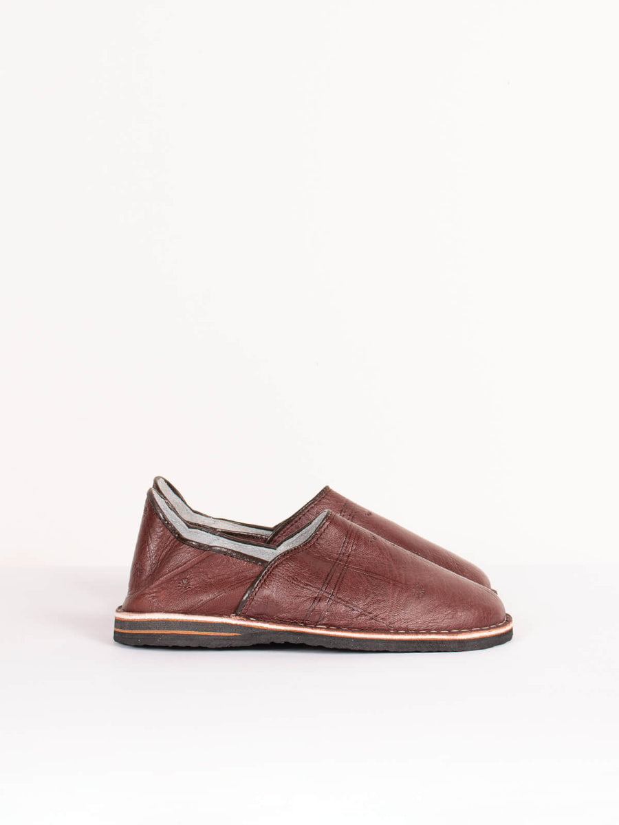 Brown Moroccan Leather Berber Babouche Slippers | Bohemia Design