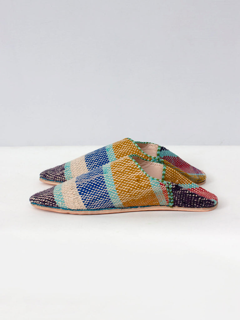 Moroccan Boujad Pointed Babouche Slippers, Winter Stripe | Bohemia Design