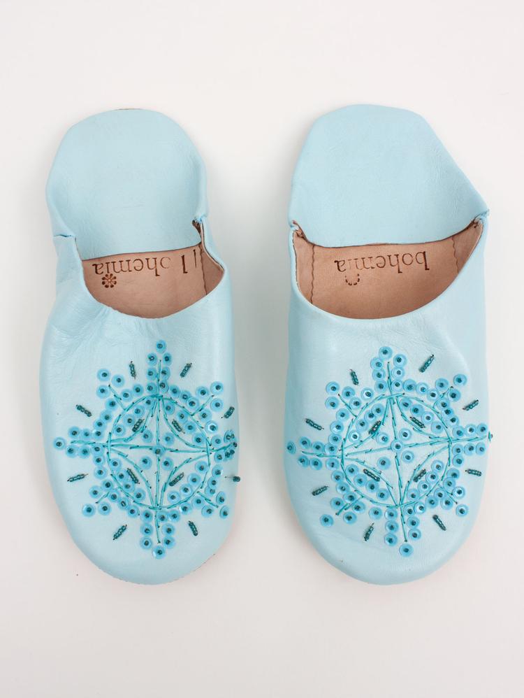 Moroccan Babouche Sequin Slippers Slight Seconds, Large (Assorted Colours) - Bohemia Design