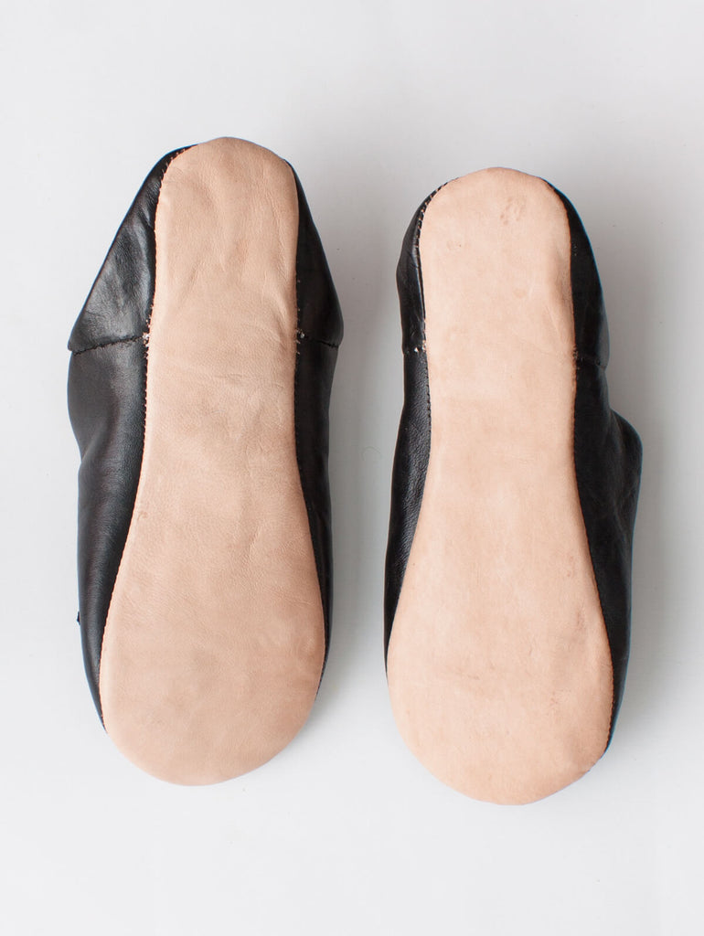 Moroccan Babouche Sequin Slippers, Black - Bohemia Design