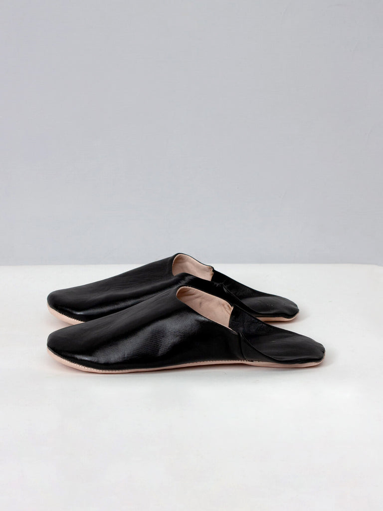 Moroccan Mens Babouche Slippers, Black - Bohemia Design