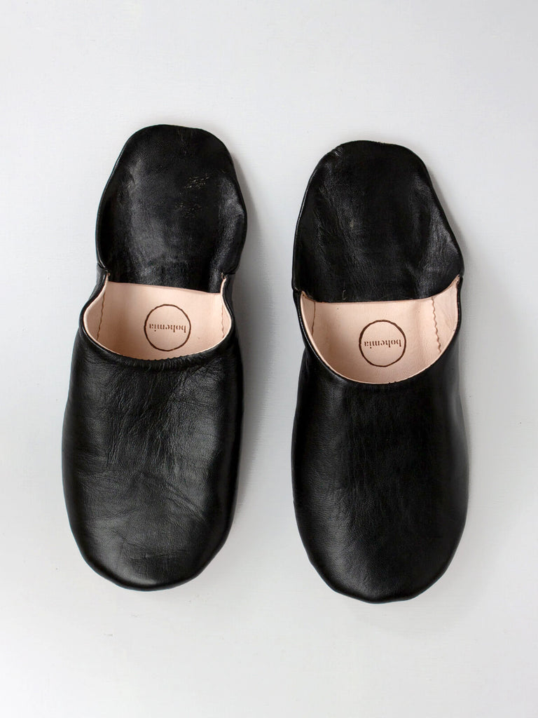 Moroccan Mens Babouche Slippers, Black - Bohemia Design