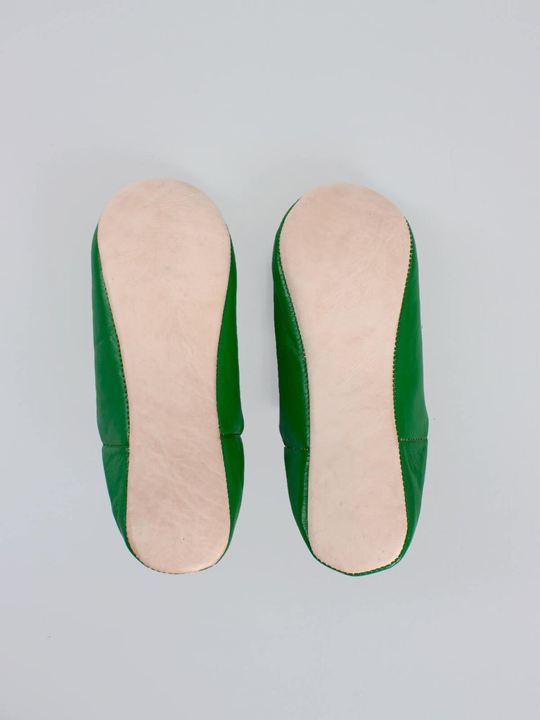 Moroccan Babouche Basic Slippers, Green - Bohemia Design