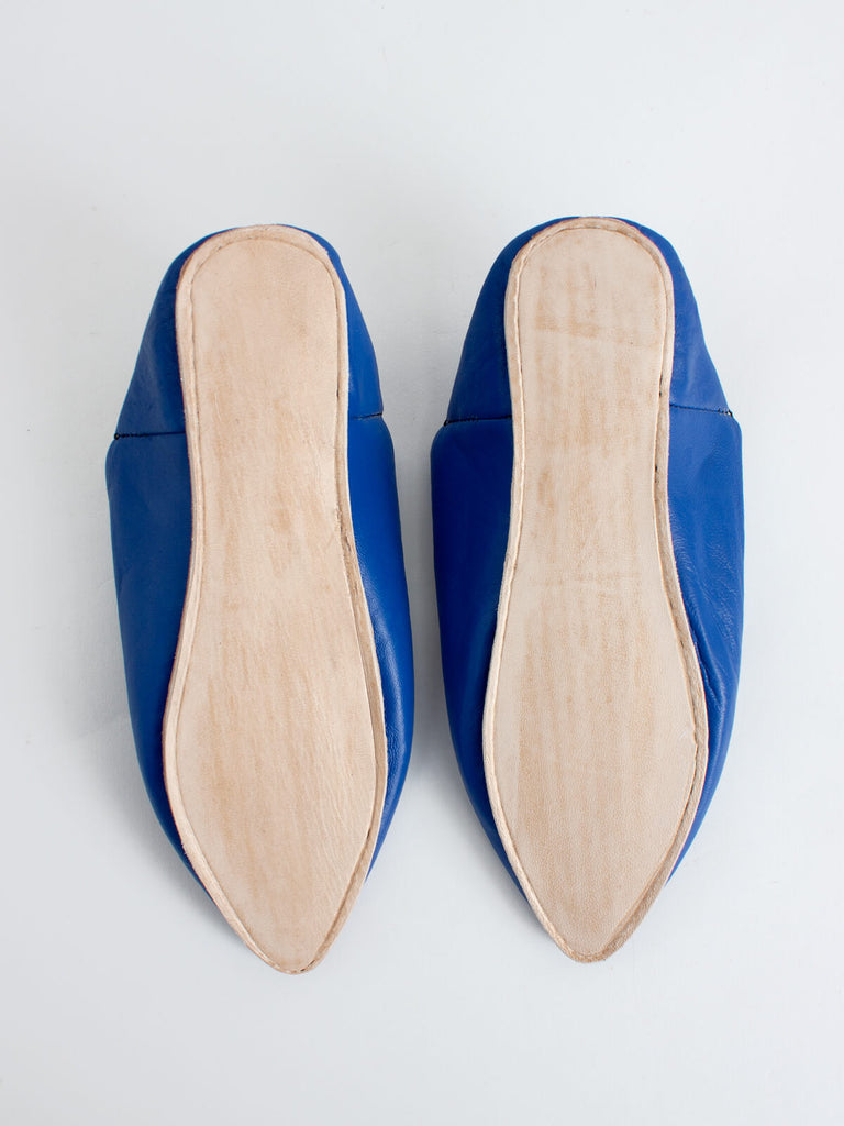 Moroccan Classic Pointed Babouche Slippers, Cobalt - Bohemia Design