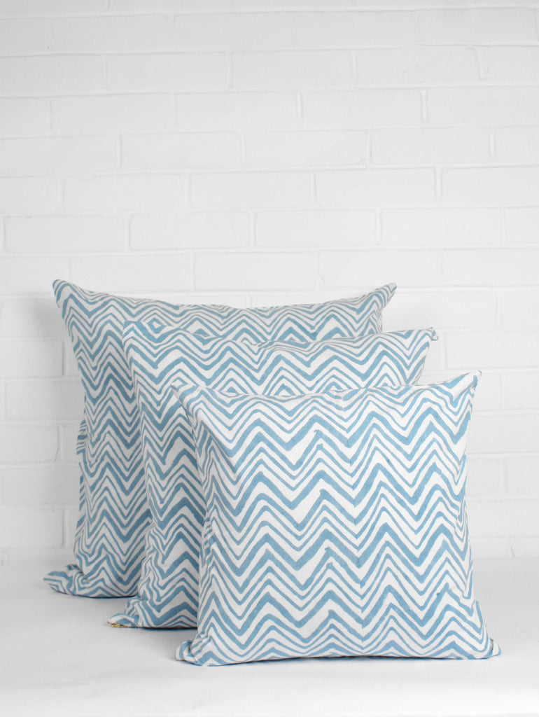 Zigzag Cushions, Ice Blue - Bohemia Design
