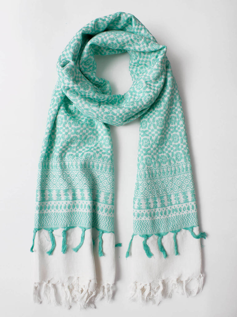 Embroidered Scarves, Mint - Bohemia Design
