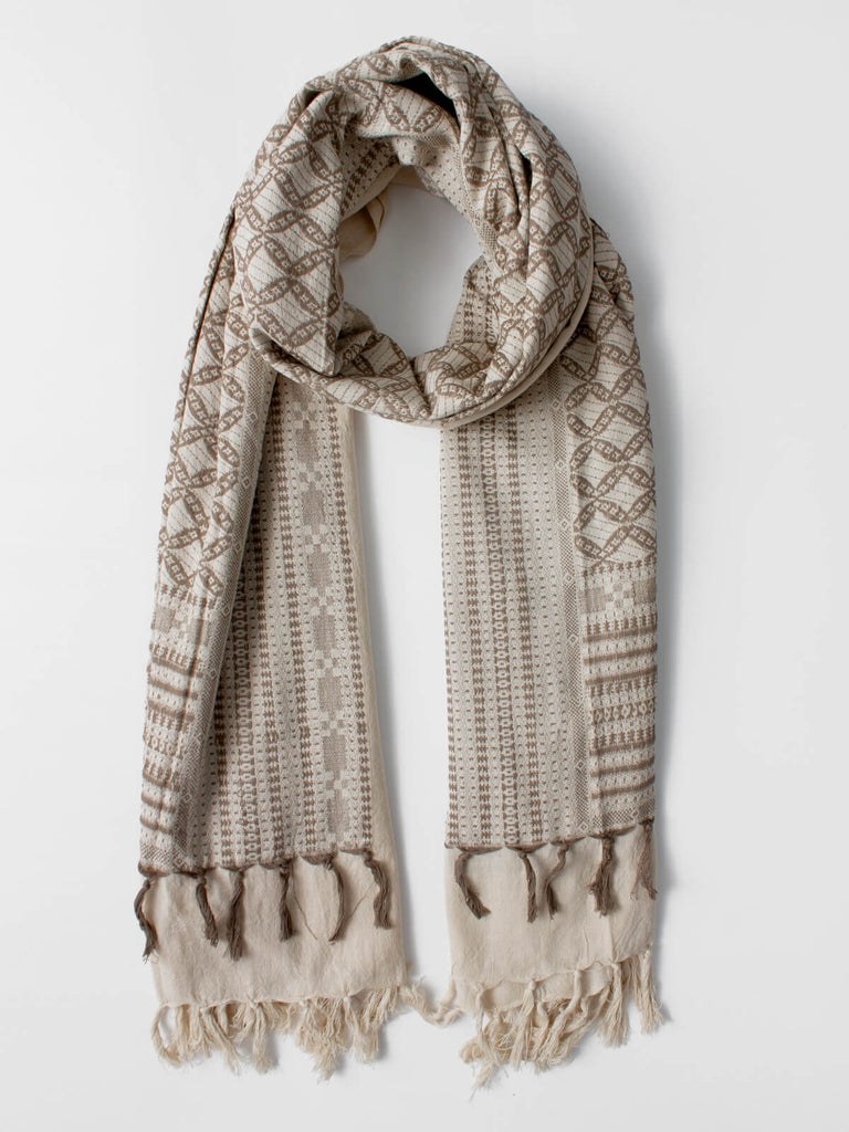 Embroidered Scarves, Taupe - Bohemia Design