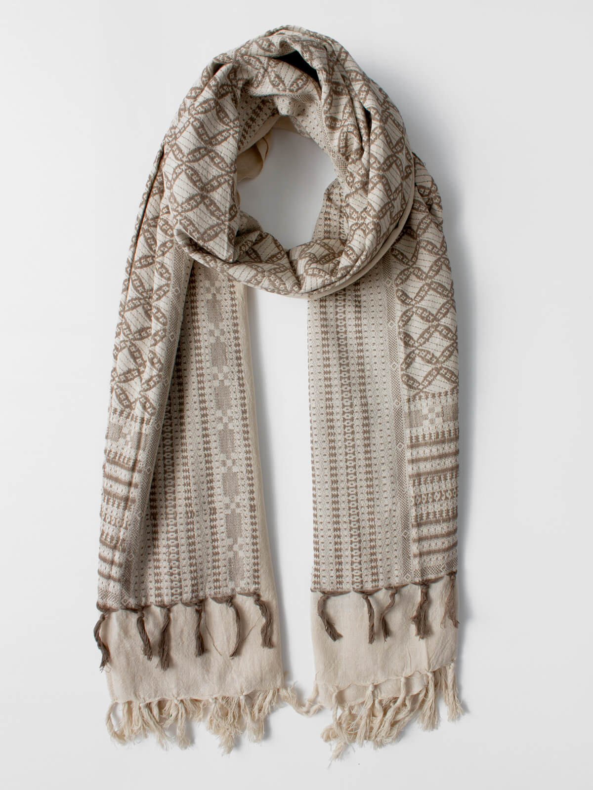 Embroidered Scarf, Taupe