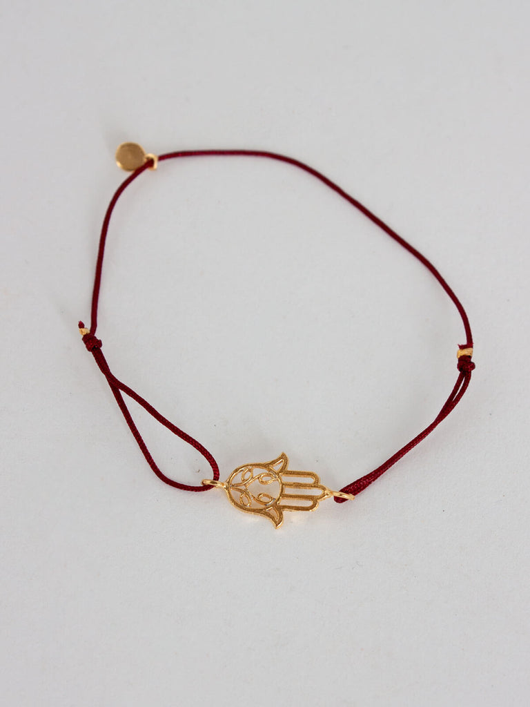Gold Hamsa Bracelets, Deep Red - Bohemia Design