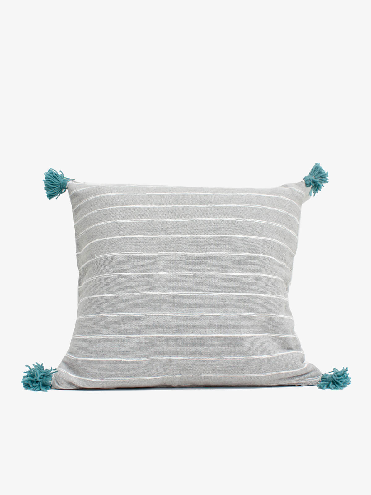Grey Cotton Scribble Stripe Square Cushions, Blue