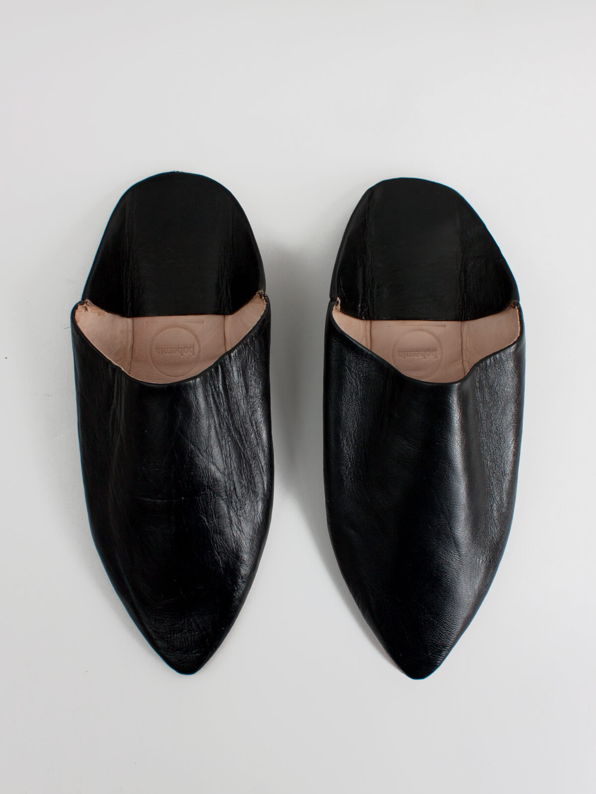 Moroccan Mens Pointed Babouche Slippers, Black