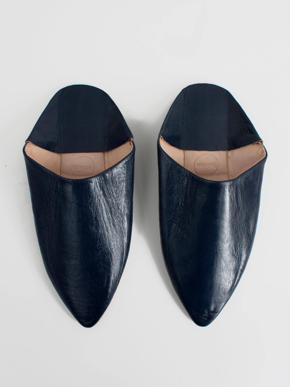 Moroccan Mens Pointed Babouche Slippers, Indigo