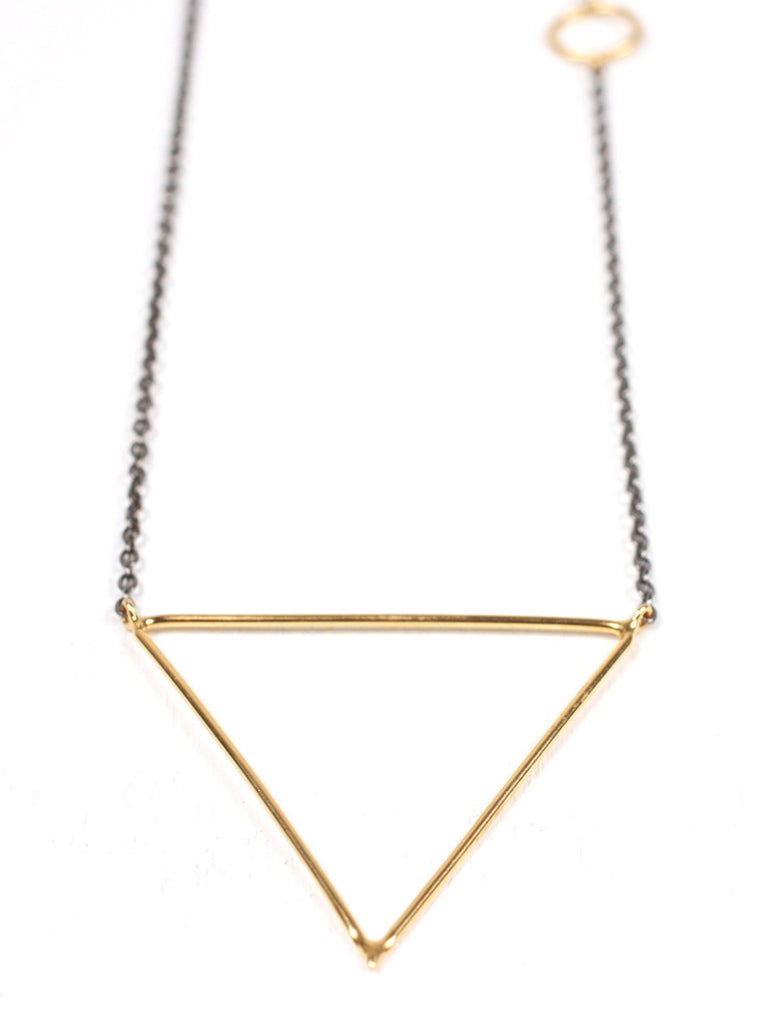 Gold Pyramid Necklace with Oxidised Chain - Bohemia Design