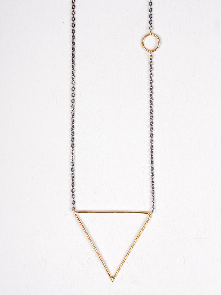 Gold Pyramid Necklace with Oxidised Chain - Bohemia Design