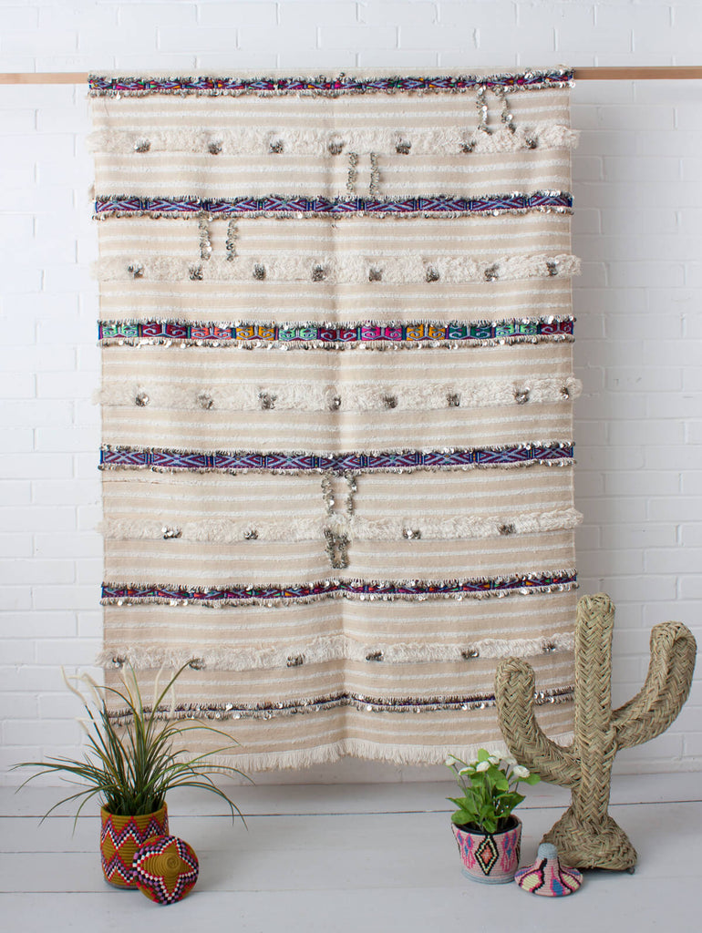 Vintage Moroccan Handira Blanket No. 137 - Bohemia Design