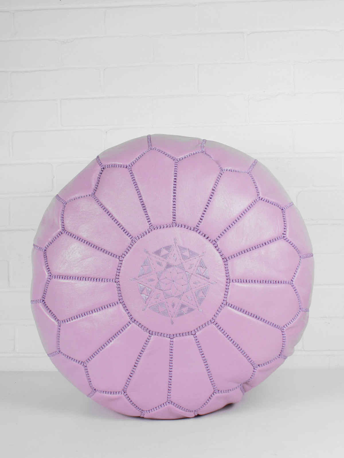 Moroccan Leather Pouffe, Vintage Pink