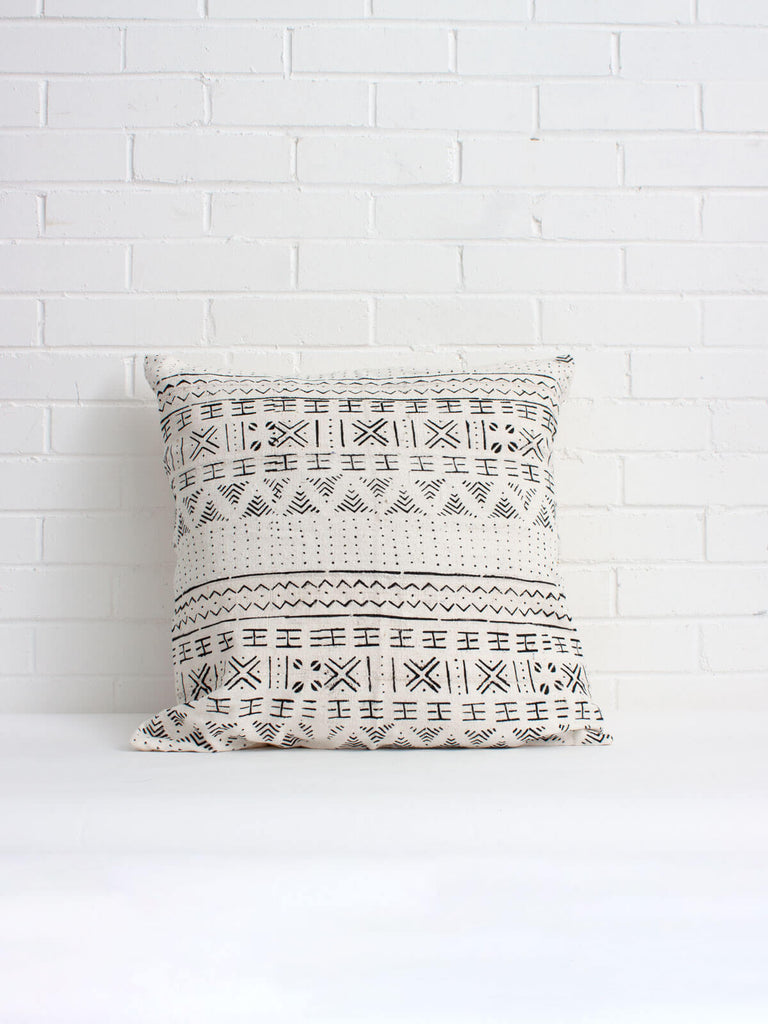 White Mudcloth Cushions - Bohemia Design
