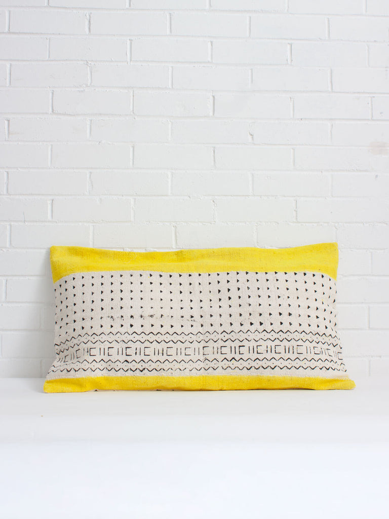 Mudcloth Cushions, Yellow Stripe - Bohemia Design