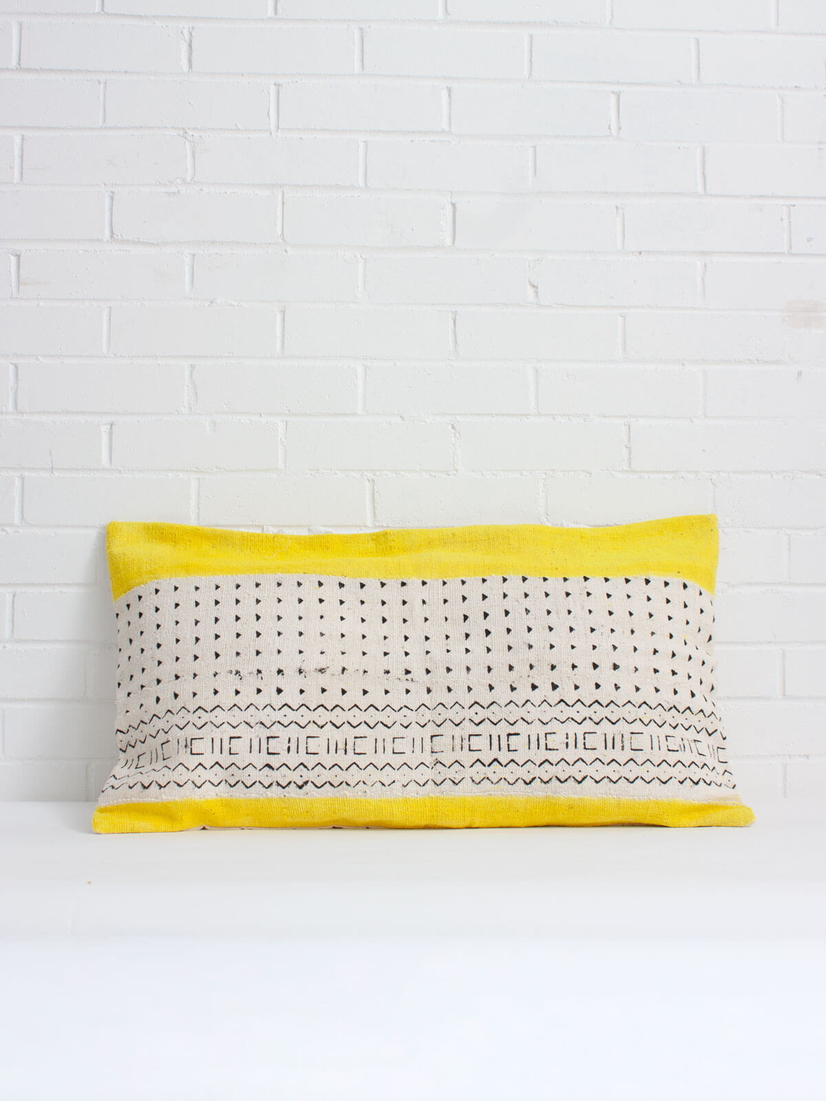 Mudcloth Cushions, Yellow Stripe
