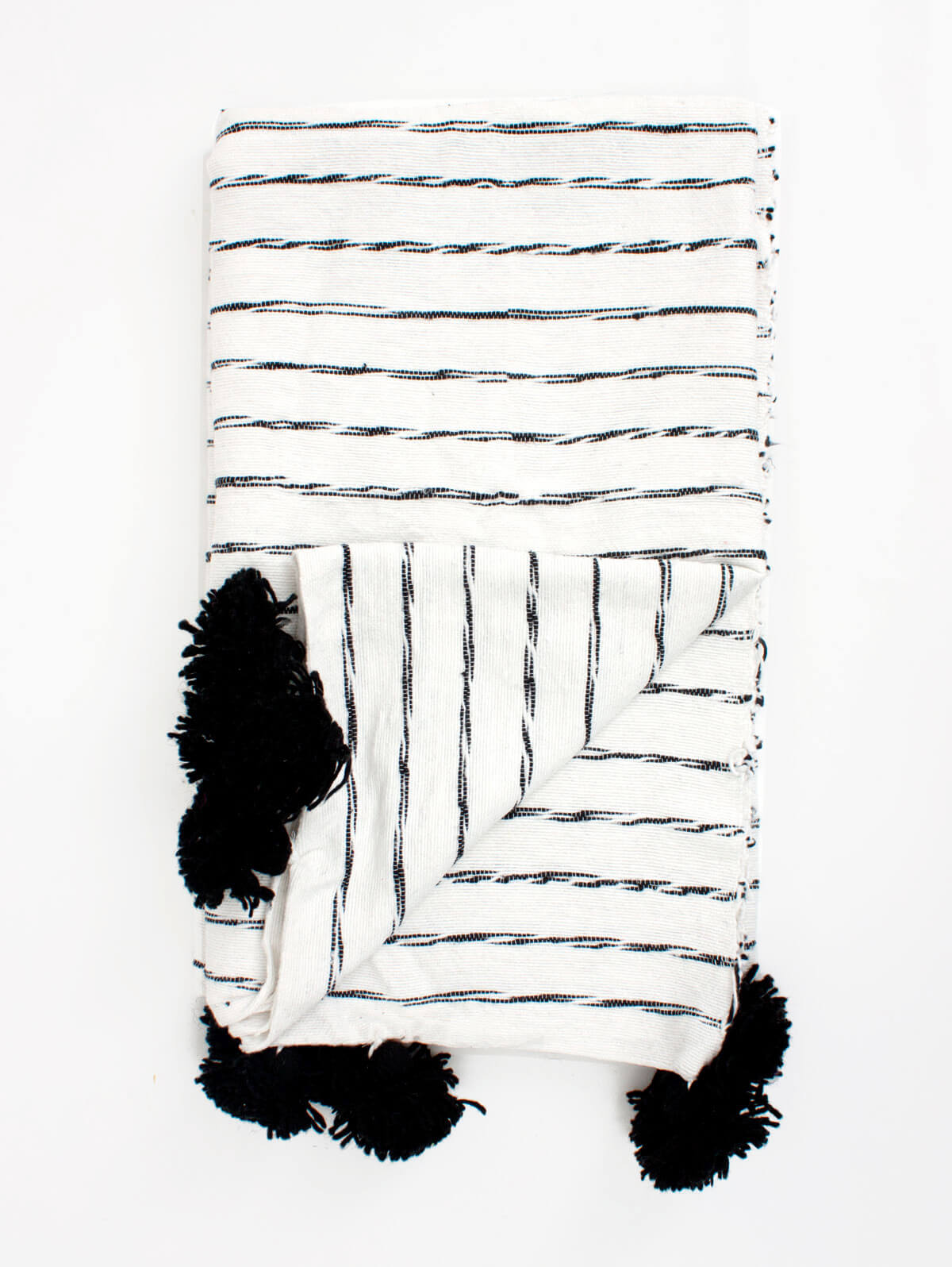 White Cotton Scribble Stripe Blankets