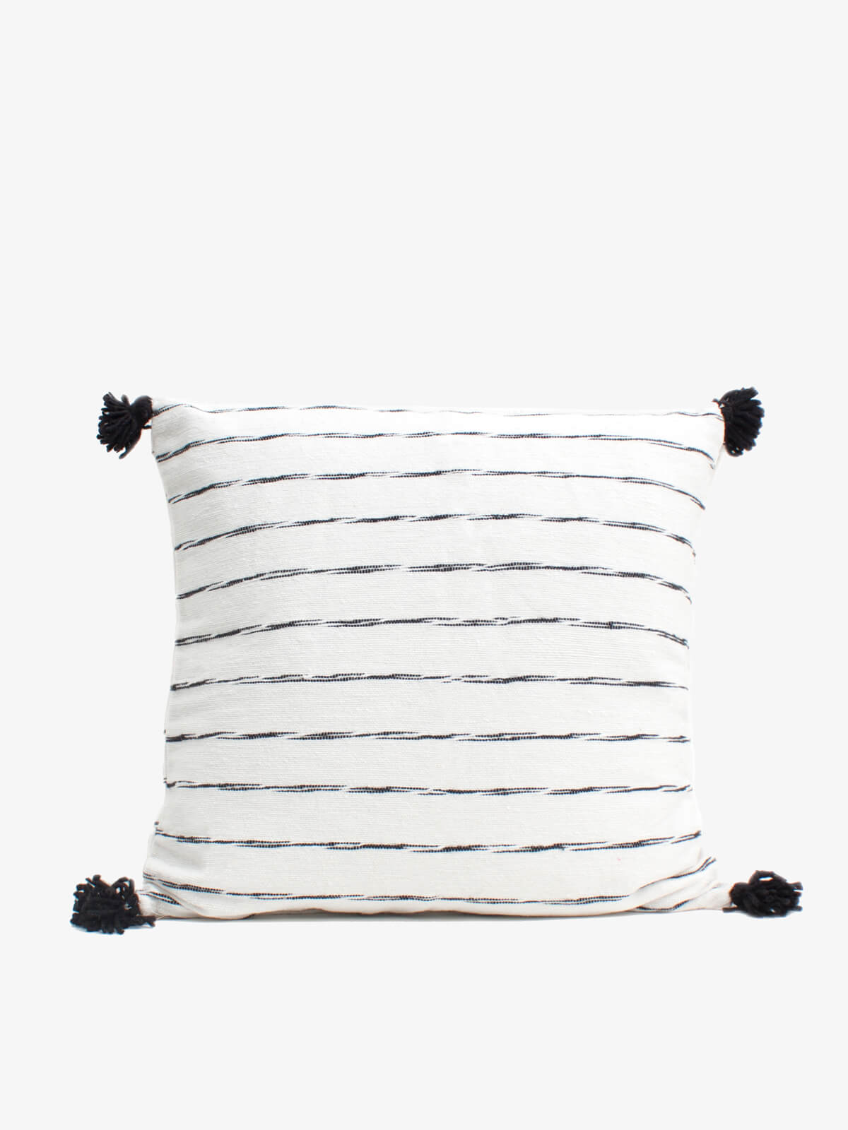 White Cotton Scribble Stripe Square Cushions, Black
