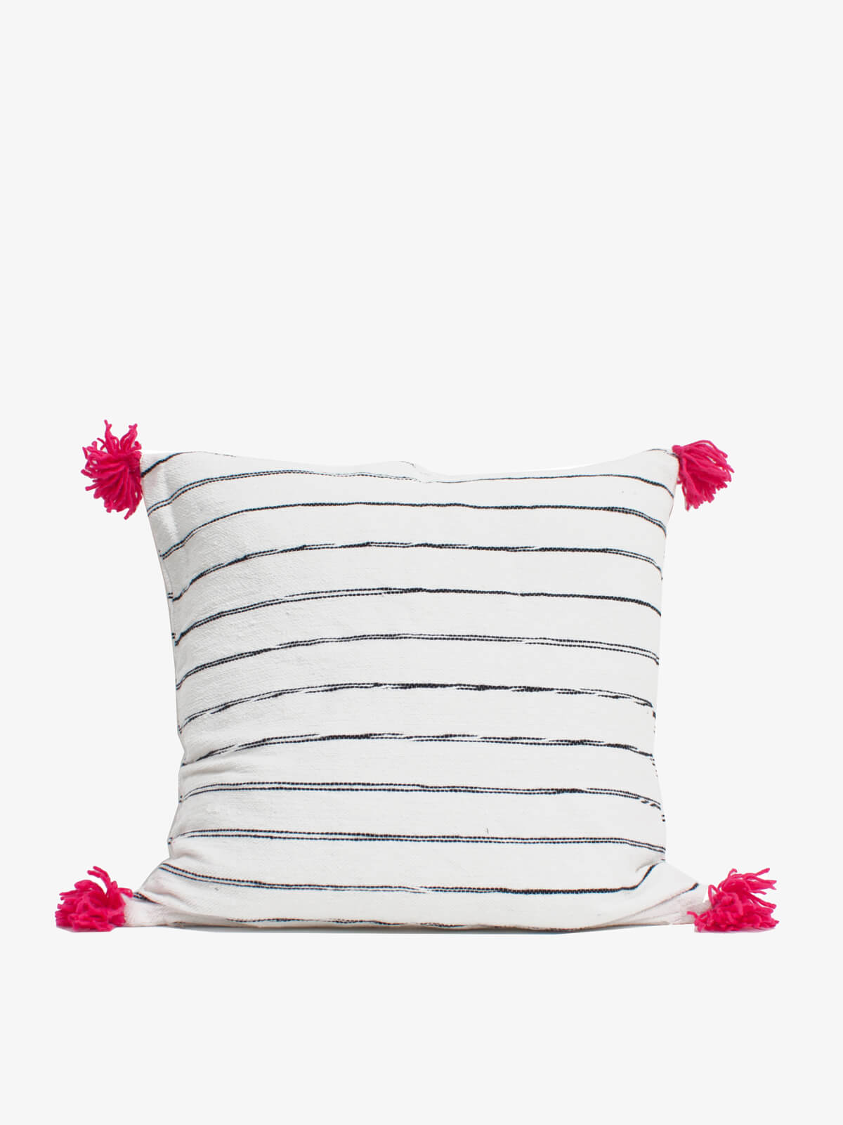 White Cotton Scribble Stripe Square Cushions, Pink