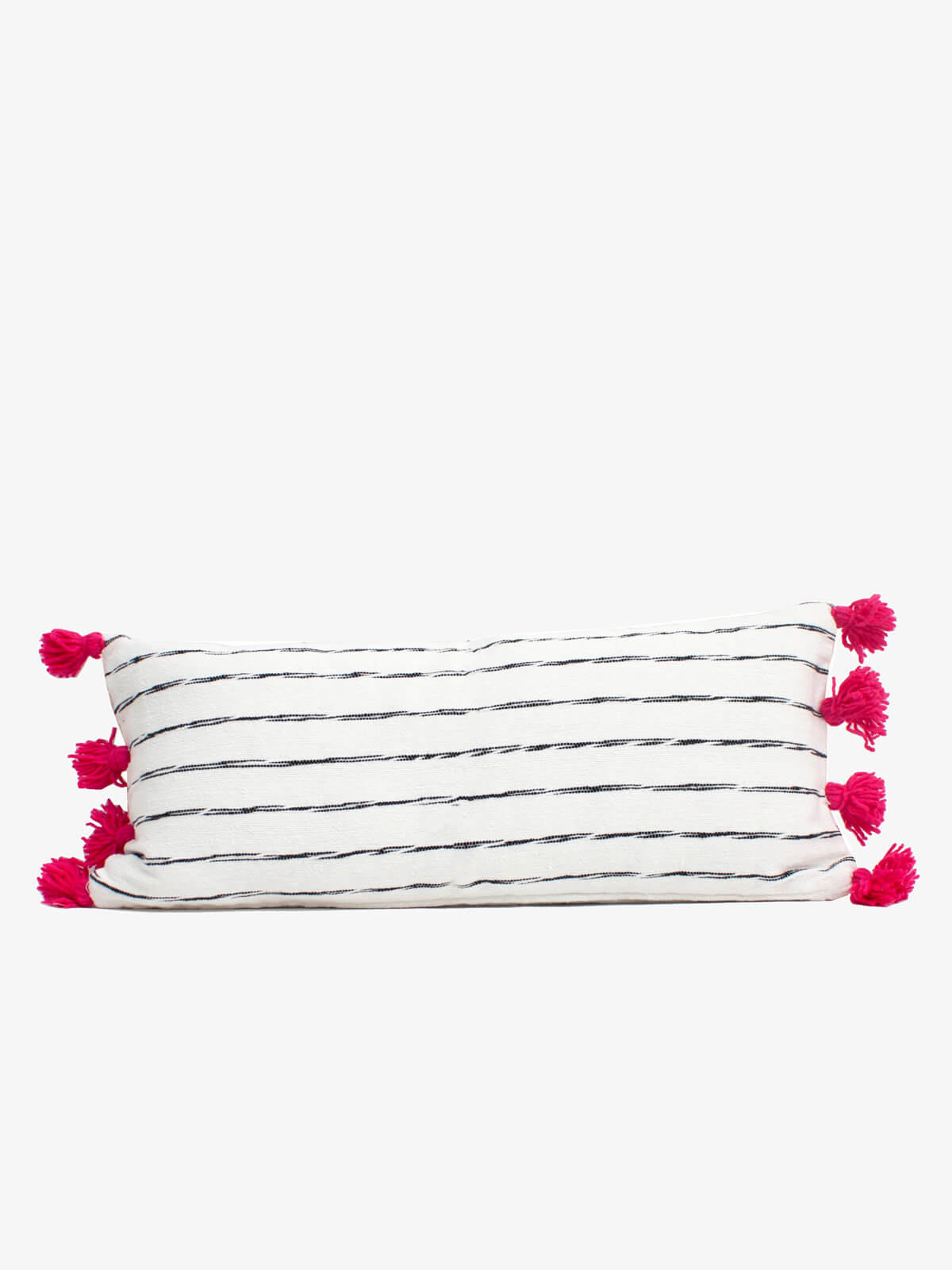 White Cotton Scribble Stripe Rectangle Cushions, Pink