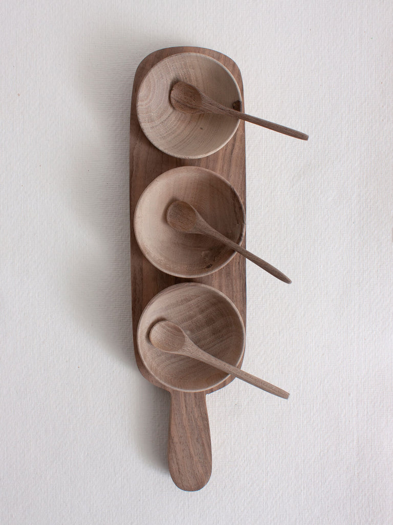 Walnut Wood Mini Spice Bowl Set - Bohemia Design