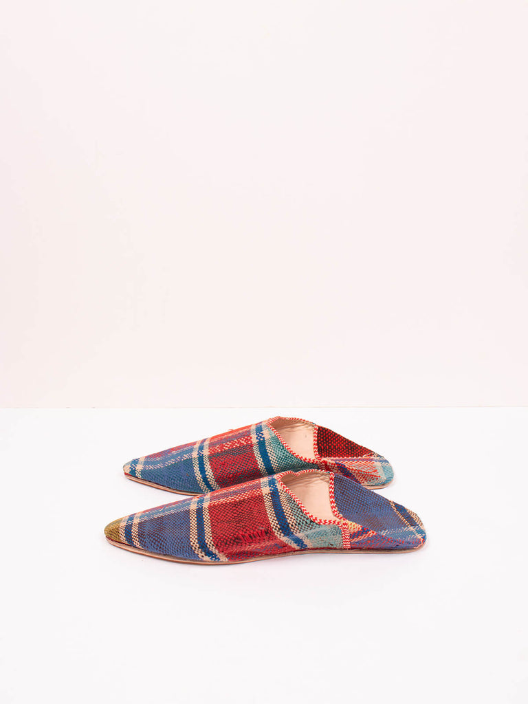 Bohemia design Moroccan babouche boujad slippers in Fez check pattern