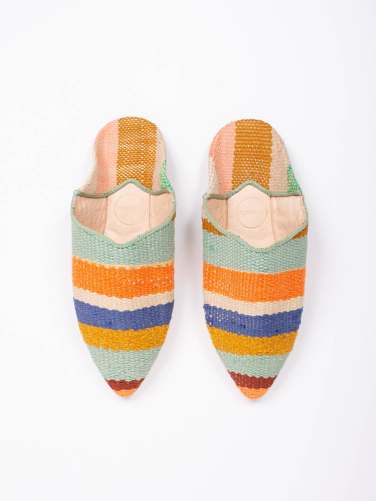 Boujad Babouche Slippers in Riviera Stripe Pattern by Bohemia Design